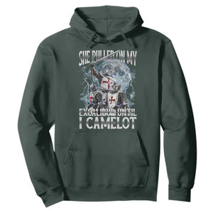 Funny Offensive Knight Meme Hoodie She Pulled On My Excalibur Bootleg TS10 Dark Forest Green Print Your Wear