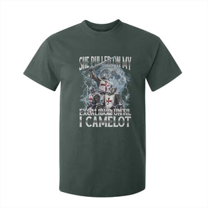 Funny Offensive Knight Meme T Shirt For Kid She Pulled On My Excalibur Bootleg TS10 Dark Forest Green Print Your Wear
