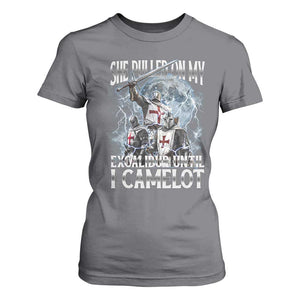 Funny Offensive Knight Meme T Shirt For Women She Pulled On My Excalibur Bootleg TS10 Charcoal Print Your Wear