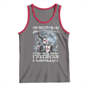 Funny Offensive Knight Meme Tank Top She Pulled On My Excalibur Bootleg TS10 Deep Heather Red Print Your Wear
