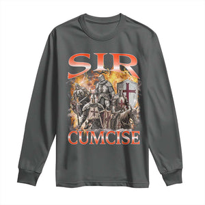 Knight Meme Long Sleeve Shirt Sir Cumcise Funny Bootleg Graphic TS10 Dark Heather Print Your Wear