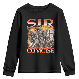 Knight Meme Youth Sweatshirt Sir Cumcise Funny Bootleg Graphic TS10 Black Print Your Wear