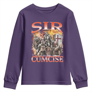 Knight Meme Youth Sweatshirt Sir Cumcise Funny Bootleg Graphic TS10 Purple Print Your Wear