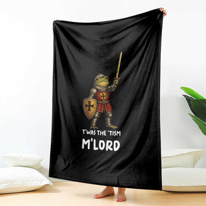 Knight Frog Throw Blanket Funny T'was The Tism M'Lord Vintage Autism Medieval TS10 Print Your Wear