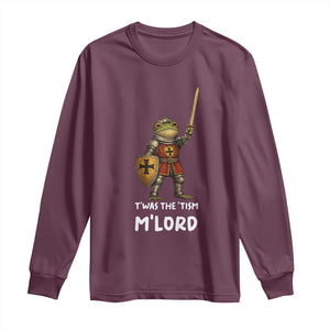 Knight Frog Long Sleeve Shirt Funny T'was The Tism M'Lord Vintage Autism Medieval TS10 Maroon Print Your Wear