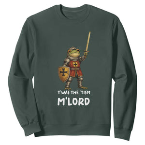 Knight Frog Sweatshirt Funny T'was The Tism M'Lord Vintage Autism Medieval TS10 Dark Forest Green Print Your Wear