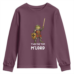 Knight Frog Youth Sweatshirt Funny T'was The Tism M'Lord Vintage Autism Medieval TS10 Maroon Print Your Wear