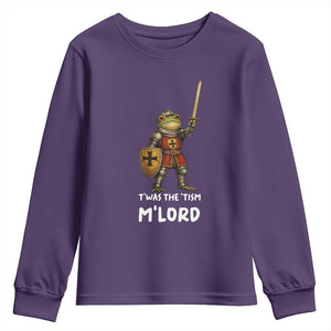 Knight Frog Youth Sweatshirt Funny T'was The Tism M'Lord Vintage Autism Medieval TS10 Purple Print Your Wear