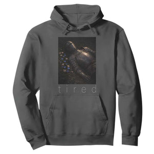 Tired Knight Hoodie Gothic Medieval Fantasy TS10 Dark Heather Print Your Wear