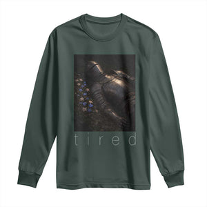 Tired Knight Long Sleeve Shirt Gothic Medieval Fantasy TS10 Dark Forest Green Print Your Wear