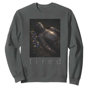Tired Knight Sweatshirt Gothic Medieval Fantasy TS10 Dark Heather Print Your Wear