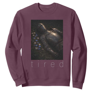 Tired Knight Sweatshirt Gothic Medieval Fantasy TS10 Maroon Print Your Wear