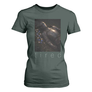 Tired Knight T Shirt For Women Gothic Medieval Fantasy TS10 Dark Forest Green Print Your Wear