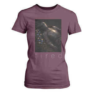 Tired Knight T Shirt For Women Gothic Medieval Fantasy TS10 Maroon Print Your Wear