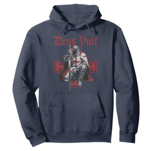 Deus Vult Knight Templar Hoodie Crusader Cross TS10 Navy Print Your Wear