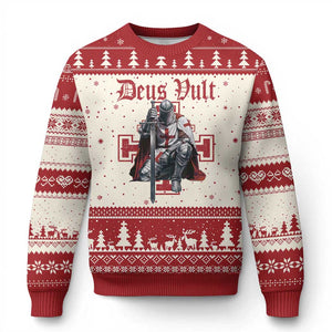 Deus Vult Knight Templar Ugly Christmas Sweater Crusader Cross TS10 Beige Red Print Your Wear