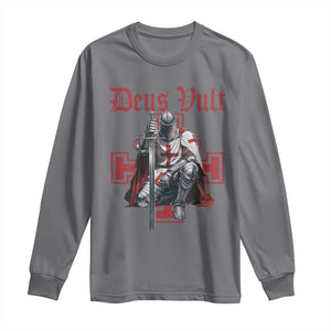 Deus Vult Knight Templar Long Sleeve Shirt Crusader Cross TS10 Charcoal Print Your Wear