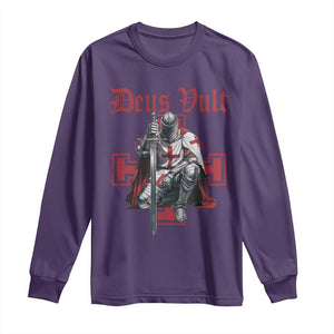 Deus Vult Knight Templar Long Sleeve Shirt Crusader Cross TS10 Purple Print Your Wear