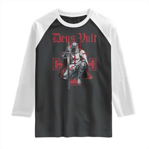 Deus Vult Knight Templar Raglan Shirt Crusader Cross TS10 Black White Print Your Wear