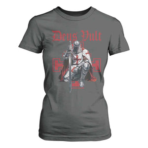 Deus Vult Knight Templar T Shirt For Women Crusader Cross TS10 Dark Heather Print Your Wear