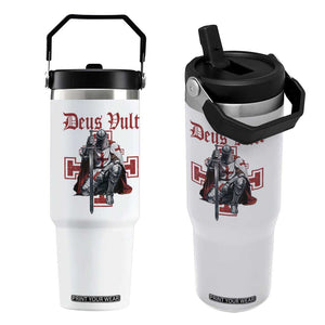 Deus Vult Knight Templar Flip Straw Tumbler Crusader Cross TS10 One Size: 30 oz White Print Your Wear