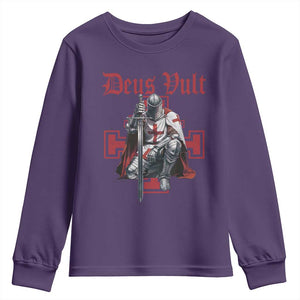 Deus Vult Knight Templar Youth Sweatshirt Crusader Cross TS10 Purple Print Your Wear