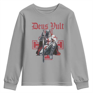 Deus Vult Knight Templar Youth Sweatshirt Crusader Cross TS10 Sport Gray Print Your Wear