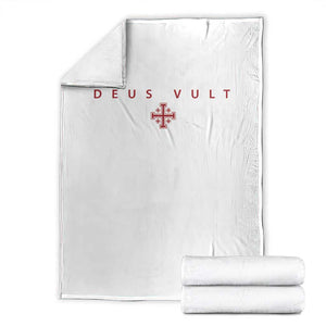 Catholic Knight Templar Crusader Cross Throw Blanket Subtle Minimal Christian Faith Deus Vult TS10 White Print Your Wear