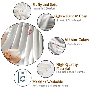 Catholic Knight Templar Crusader Cross Throw Blanket Subtle Minimal Christian Faith Deus Vult TS10 Print Your Wear