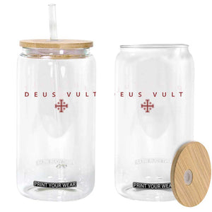 Catholic Knight Templar Crusader Cross Glass Can Subtle Minimal Christian Faith Deus Vult TS10 Print Your Wear