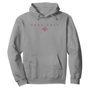Catholic Knight Templar Crusader Cross Hoodie Subtle Minimal Christian Faith Deus Vult TS10 Sport Gray Print Your Wear