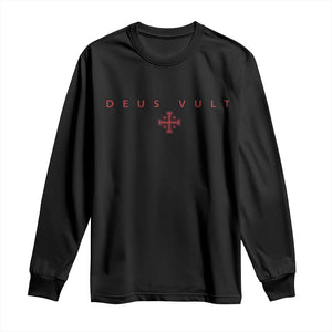 Catholic Knight Templar Crusader Cross Long Sleeve Shirt Subtle Minimal Christian Faith Deus Vult TS10 Black Print Your Wear