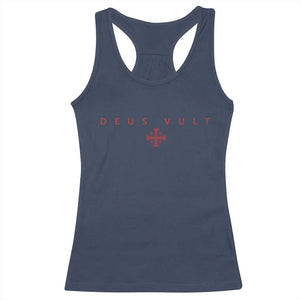 Catholic Knight Templar Crusader Cross Racerback Tank Top Subtle Minimal Christian Faith Deus Vult TS10 Navy Print Your Wear