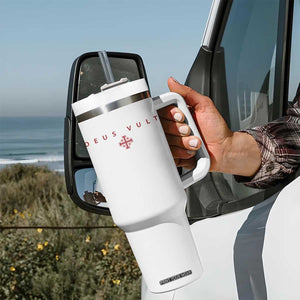 Catholic Knight Templar Crusader Cross Tumbler With Handle Subtle Minimal Christian Faith Deus Vult TS10 Print Your Wear