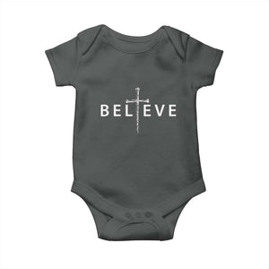Cross Christian Religious Believe Blessed Faith Graphic Baby Onesie TS10 Dark Heather Print Your Wear
