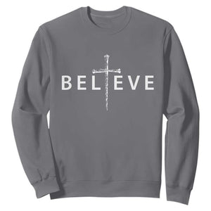 Cross Christian Religious Believe Blessed Faith Graphic Sweatshirt TS10 Charcoal Print Your Wear