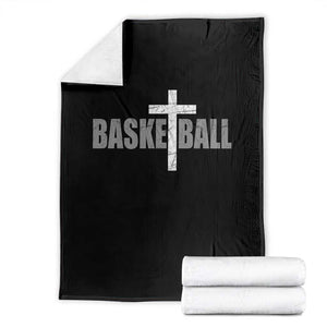 Christian Basketball Cross Throw Blanket Vintage Minimal Religious Faith TS10 Black Print Your Wear
