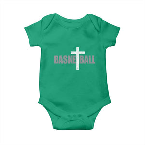 Christian Basketball Cross Baby Onesie Vintage Minimal Religious Faith TS10 Irish Green Print Your Wear