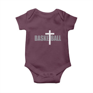 Christian Basketball Cross Baby Onesie Vintage Minimal Religious Faith TS10 Maroon Print Your Wear