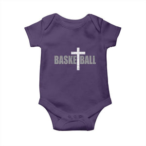 Christian Basketball Cross Baby Onesie Vintage Minimal Religious Faith TS10 Purple Print Your Wear