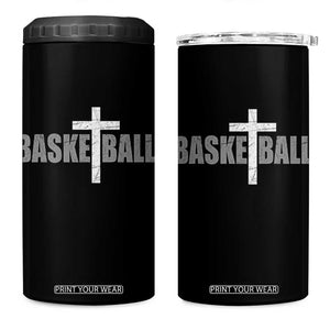 Christian Basketball Cross 4 in 1 Can Cooler Tumbler Vintage Minimal Religious Faith TS10 One Size: 16 oz Black Print Your Wear