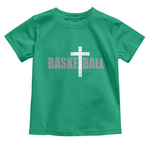 Christian Basketball Cross Toddler T Shirt Vintage Minimal Religious Faith TS10 Irish Green Print Your Wear