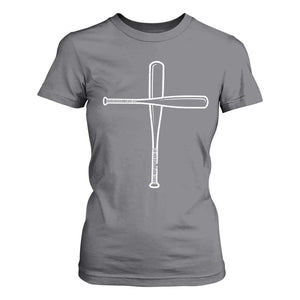 Cross Baseball Bats T Shirt For Women Religious Christian Faith Sports Coach Pitcher TS10 Charcoal Print Your Wear