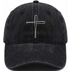 Cross Baseball Bats Washed Cotton Baseball Cap - Religious Christian Faith Sports Coach Pitcher TS10 Washed Cap Universal Fit Black Print Your Wear