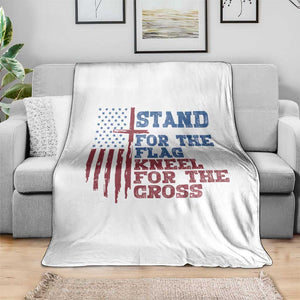 Stand For The Flag Kneel For The Cross Throw Blanket Cross US Flag American Patriotic Christian Faith 4th of July TS10 Print Your Wear