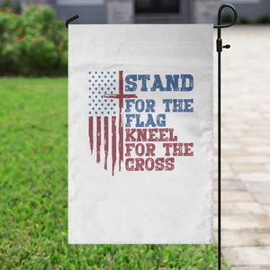 Stand For The Flag Kneel For The Cross Garden Flag Cross US Flag American Patriotic Christian Faith 4th of July TS10 Print Your Wear