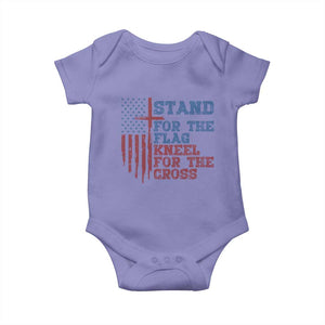 Stand For The Flag Kneel For The Cross Baby Onesie Cross US Flag American Patriotic Christian Faith 4th of July TS10 Violet Print Your Wear