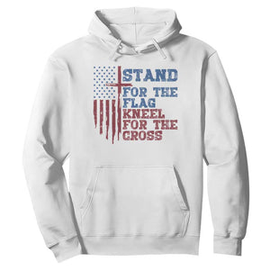 Stand For The Flag Kneel For The Cross Hoodie Cross US Flag American Patriotic Christian Faith 4th of July TS10 White Print Your Wear