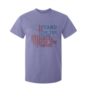 Stand For The Flag Kneel For The Cross T Shirt For Kid Cross US Flag American Patriotic Christian Faith 4th of July TS10 Violet Print Your Wear