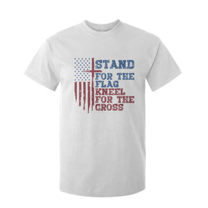 Stand For The Flag Kneel For The Cross T Shirt For Kid Cross US Flag American Patriotic Christian Faith 4th of July TS10 White Print Your Wear